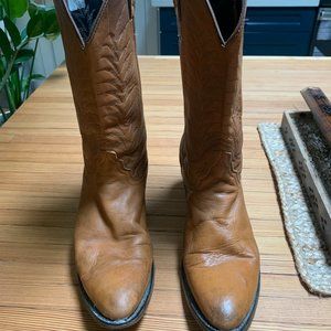 Diamond J Embroidered Leather cowboy boots